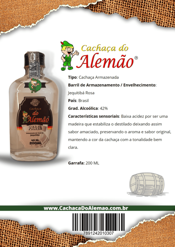 CACHAÇA PRATA-JEQUITIBÁ ROSA 200ML - Image 2