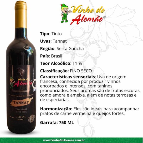 Vinho Fino Tannat Seco 750 ML - Image 3